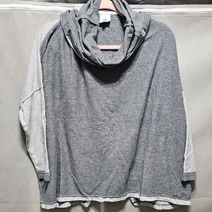 CAbi Two-Tone Gray Turtleneck Sweater